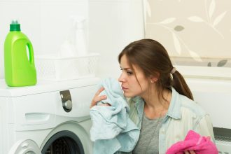 woman doing laundry